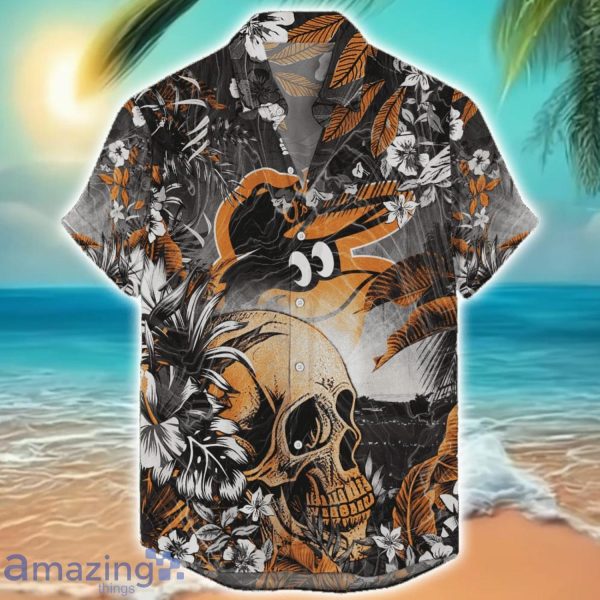 Baltimore Orioles Tropical Skull Halloween 3D Hawaiian Shirt For Men Women MLB Fans Product Photo 1