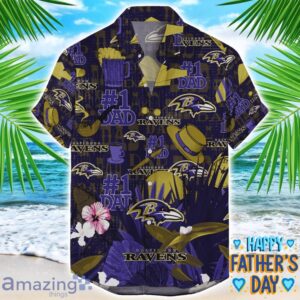 Baltimore Ravens Coffee Hat and Logo Pattern Hawaiian Shirt Father’s Day Gift NFL Team Product Photo 1