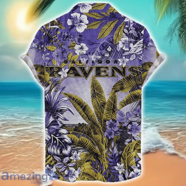 Baltimore Ravens Tropical Skull Halloween 3D Hawaiian Shirt For Men Women NFL Fans Product Photo 2