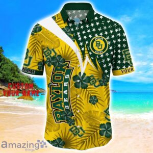 Baylor Bears Star Tropical Flower 3D Printed Hawaiian Shirt Personalized Name Product Photo 2