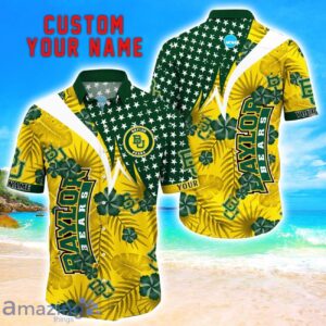 Baylor Bears Star Tropical Flower 3D Printed Hawaiian Shirt Personalized Name Product Photo 1