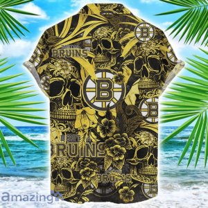 Boston Bruins Flower and Skull Hawaiian Shirt NHL Team Halloween Shirt Product Photo 2