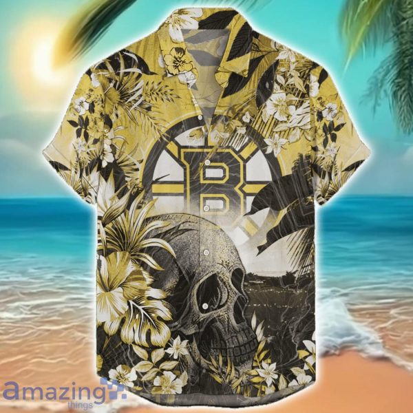 Boston Bruins Tropical Skull Halloween 3D Hawaiian Shirt For Men Women NHL Fans Product Photo 1