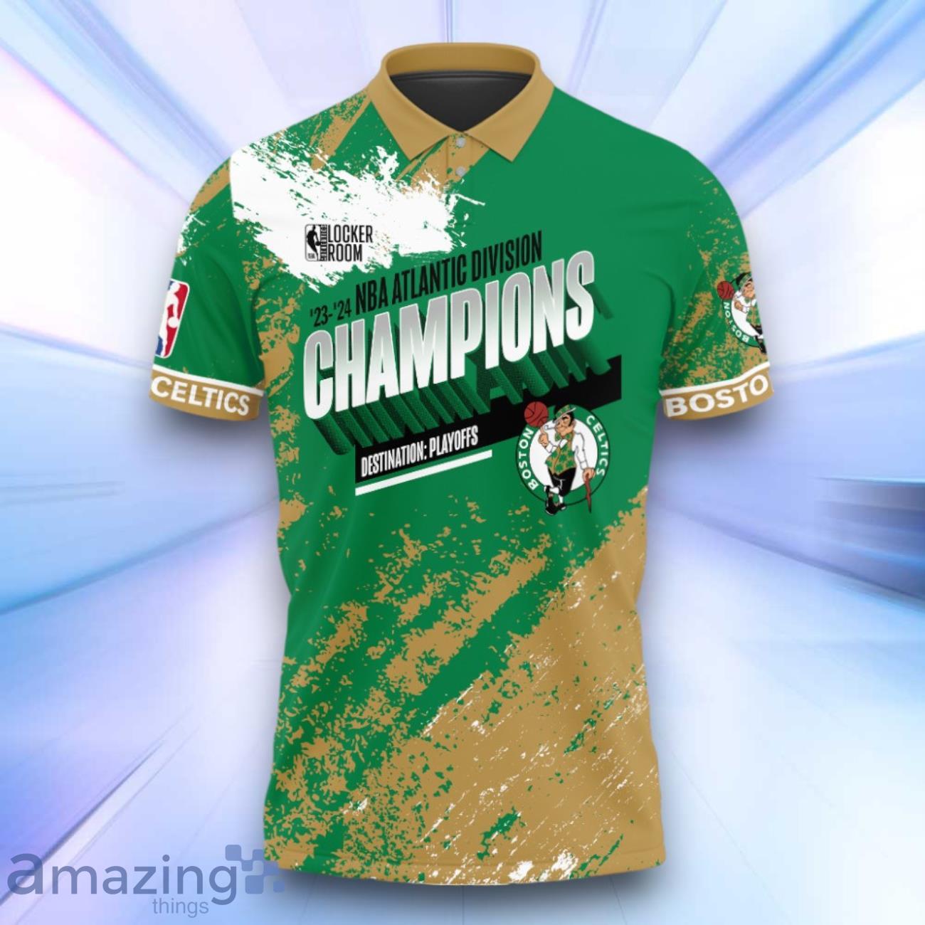 Boston Celtics National Basketball Association Playoffs 3D Polo Shirt Basketball Pattern For Fans image Boston Celtics National Basketball Association Playoffs 3D Polo Shirt Basketball Pattern For Fans Product Photo 2