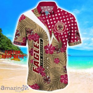 Boston College Eagles Star Tropical Flower 3D Printed Hawaiian Shirt Personalized Name Product Photo 2