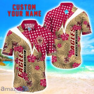 Boston College Eagles Star Tropical Flower 3D Printed Hawaiian Shirt Personalized Name Product Photo 1