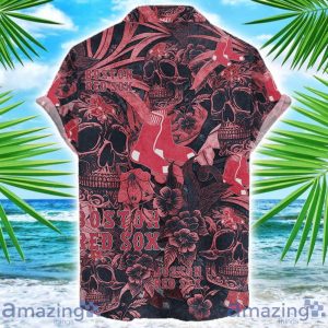 Boston Red Sox Flower and Skull Hawaiian Shirt MLB Team Halloween Shirt Product Photo 2