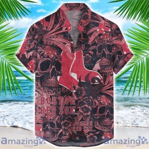 Boston Red Sox Flower and Skull Hawaiian Shirt MLB Team Halloween Shirt Product Photo 1