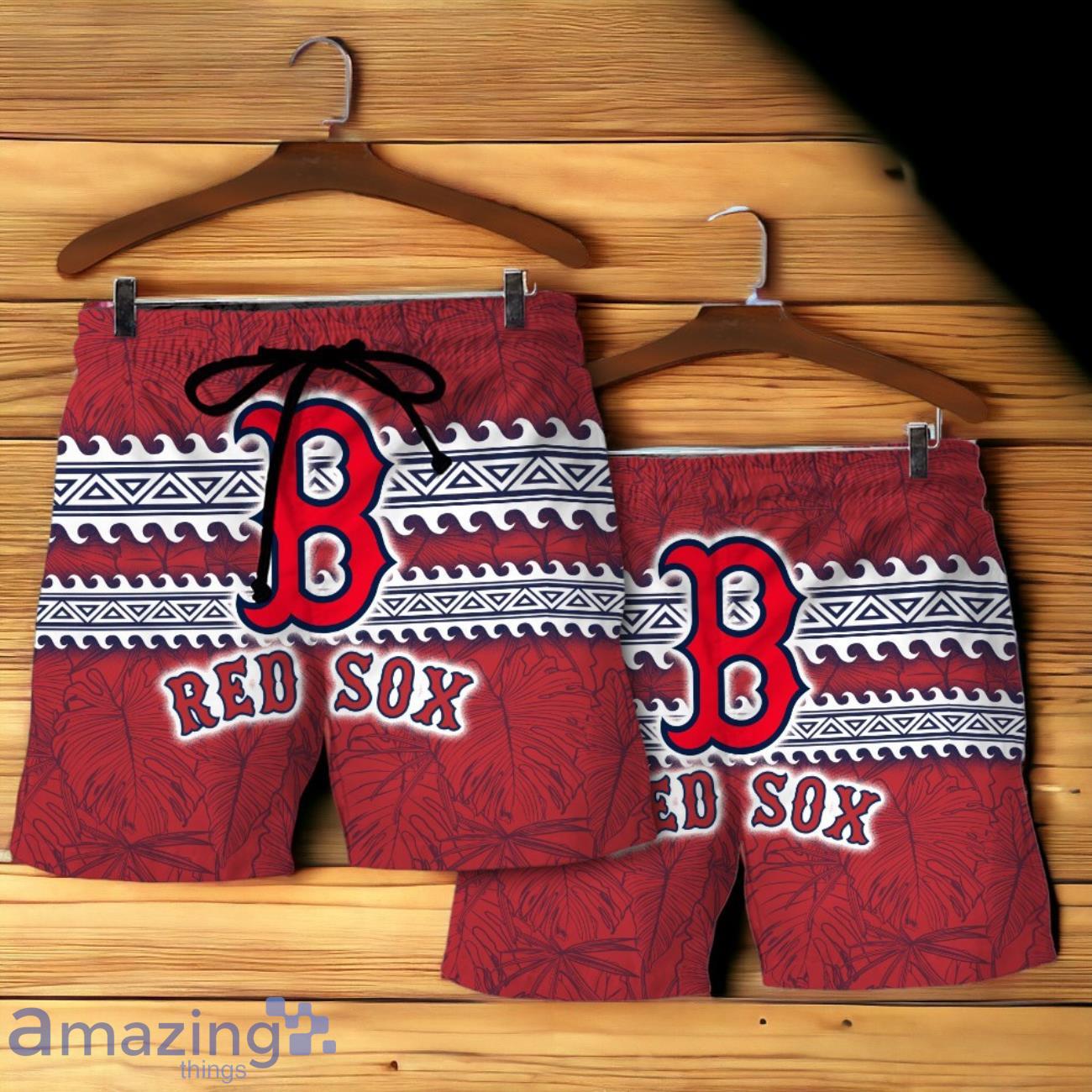 Boston Red Sox MLB Brocade Motifs Summer Hawaiian Shirt And Short image Boston Red Sox MLB Brocade Motifs Summer Hawaiian Shirt And Short Product Photo 4