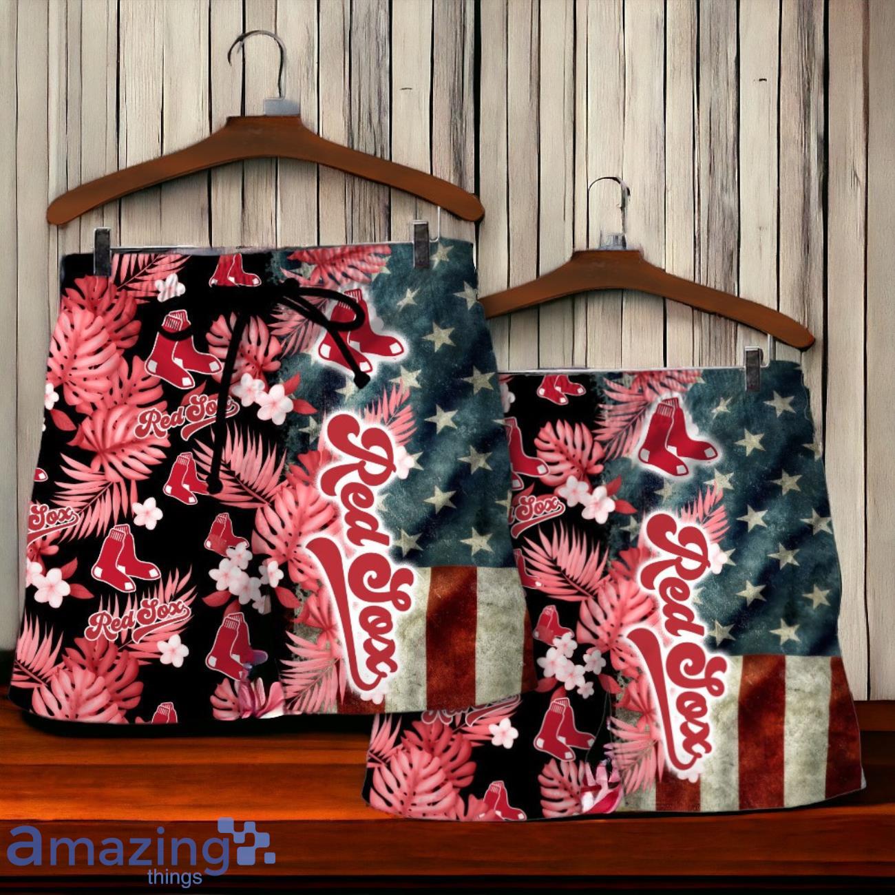 Boston Red Sox MLB US Flag Summer Tropical Hawaiian Shirt And Short image Boston Red Sox MLB US Flag Summer Tropical Hawaiian Shirt And Short Product Photo 4