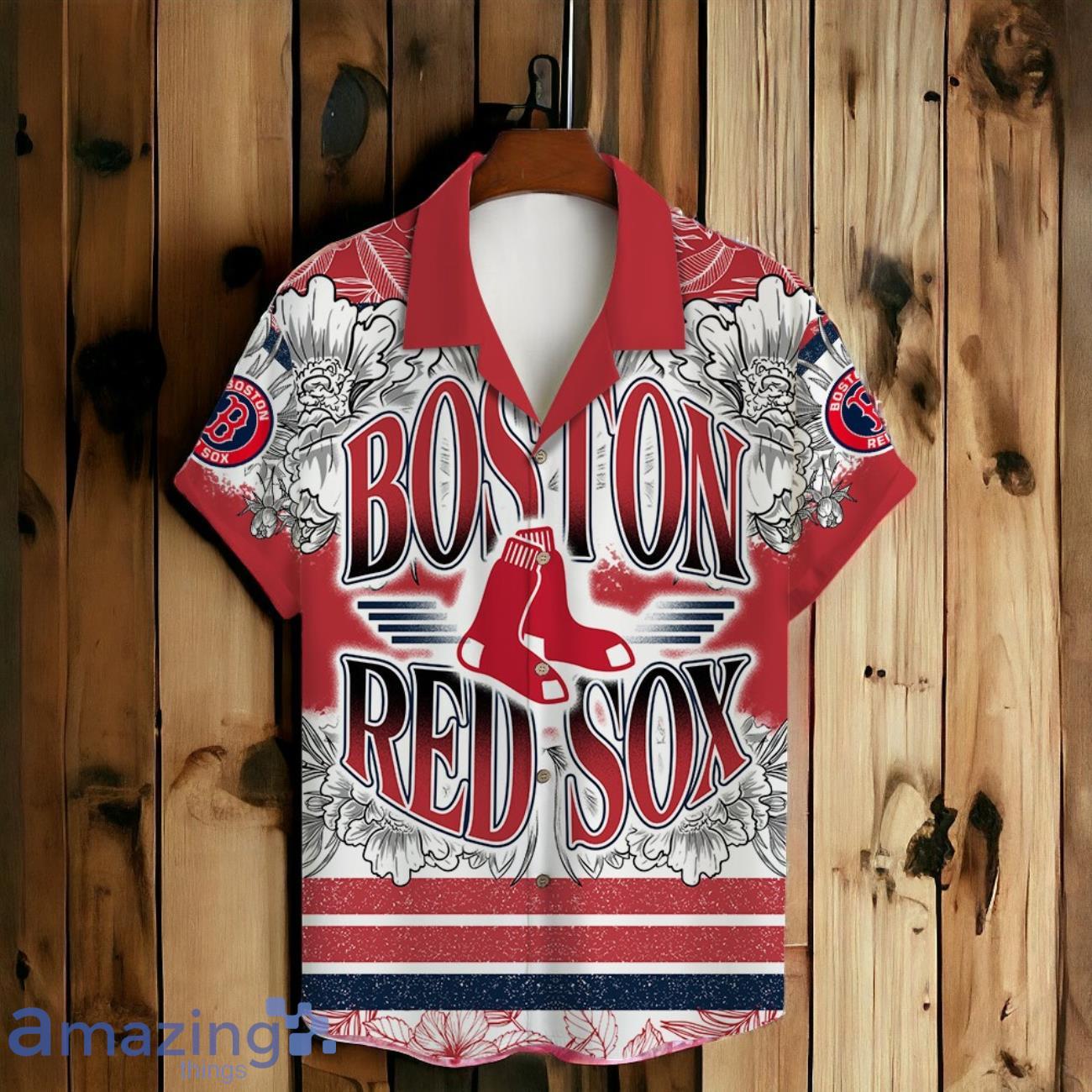 Boston Red Sox Team Logo Colorful Pattern Hawaiian Shirt And Short image Boston Red Sox Team Logo Colorful Pattern Hawaiian Shirt And Short Product Photo 2