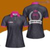 Bowling Ball Pattern Crown Emblem Custom Name Bowling Polo Shirts For Women