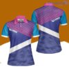 Bowling Blue Pink Abstract Design Custom Name Bowling Polo Shirts For Women