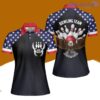 Bowling Eagle American Flag Custom Name Bowling Polo Shirts For Women