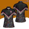 Bowling Pattern Colorful Lines Custom Name Bowling Polo Shirts For Women