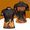 Bowling Queen Fire Flame Custom Name Bowling Polo Shirts For Women