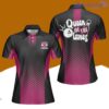 Bowling Queen Of The Lanes Dark Pink Custom Name Bowling Polo Shirts For Women