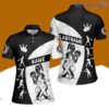 Bowling Silhouettes Black White Custom Name Bowling Polo Shirts For Women