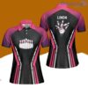 Bowling Strike Black Pink Custom Name Bowling Polo Shirts For Women