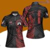Bowling Tribal Red Black Custom Name Bowling Polo Shirts For Women