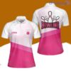 Bowling White Pink Custom Name Bowling Polo Shirts For Women