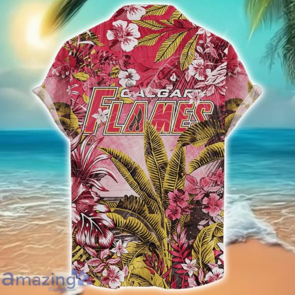 Calgary Flames Tropical Skull Halloween 3D Hawaiian Shirt For Men Women NHL Fans Product Photo 2