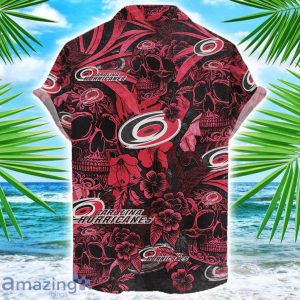 Carolina Hurricanes Flower and Skull Hawaiian Shirt NHL Team Halloween Shirt Product Photo 2