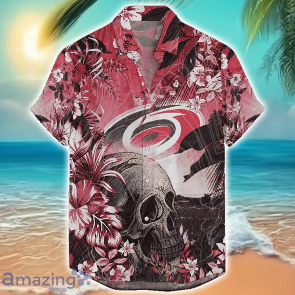 Carolina Hurricanes Tropical Skull Halloween 3D Hawaiian Shirt For Men Women NHL Fans Product Photo 1