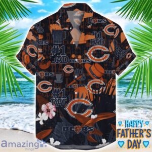 Chicago Bears Coffee Hat and Logo Pattern Hawaiian Shirt Father’s Day Gift NFL Team Product Photo 1