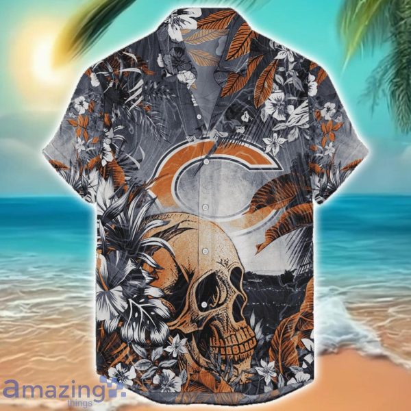 Chicago Bears Tropical Skull Halloween 3D Hawaiian Shirt For Men Women NFL Fans Product Photo 1