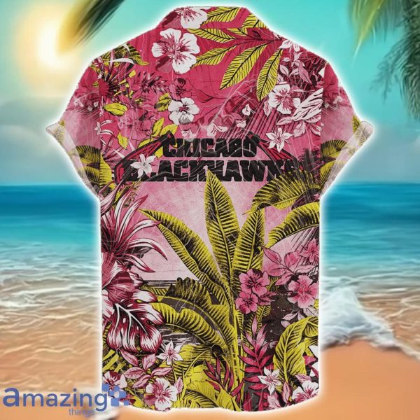 Chicago Blackhawks Tropical Skull Halloween 3D Hawaiian Shirt For Men Women NHL Fans Product Photo 2