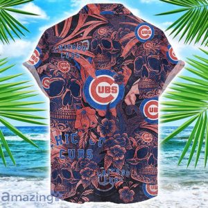 Chicago Cubs Flower and Skull Hawaiian Shirt MLB Team Halloween Shirt Product Photo 2
