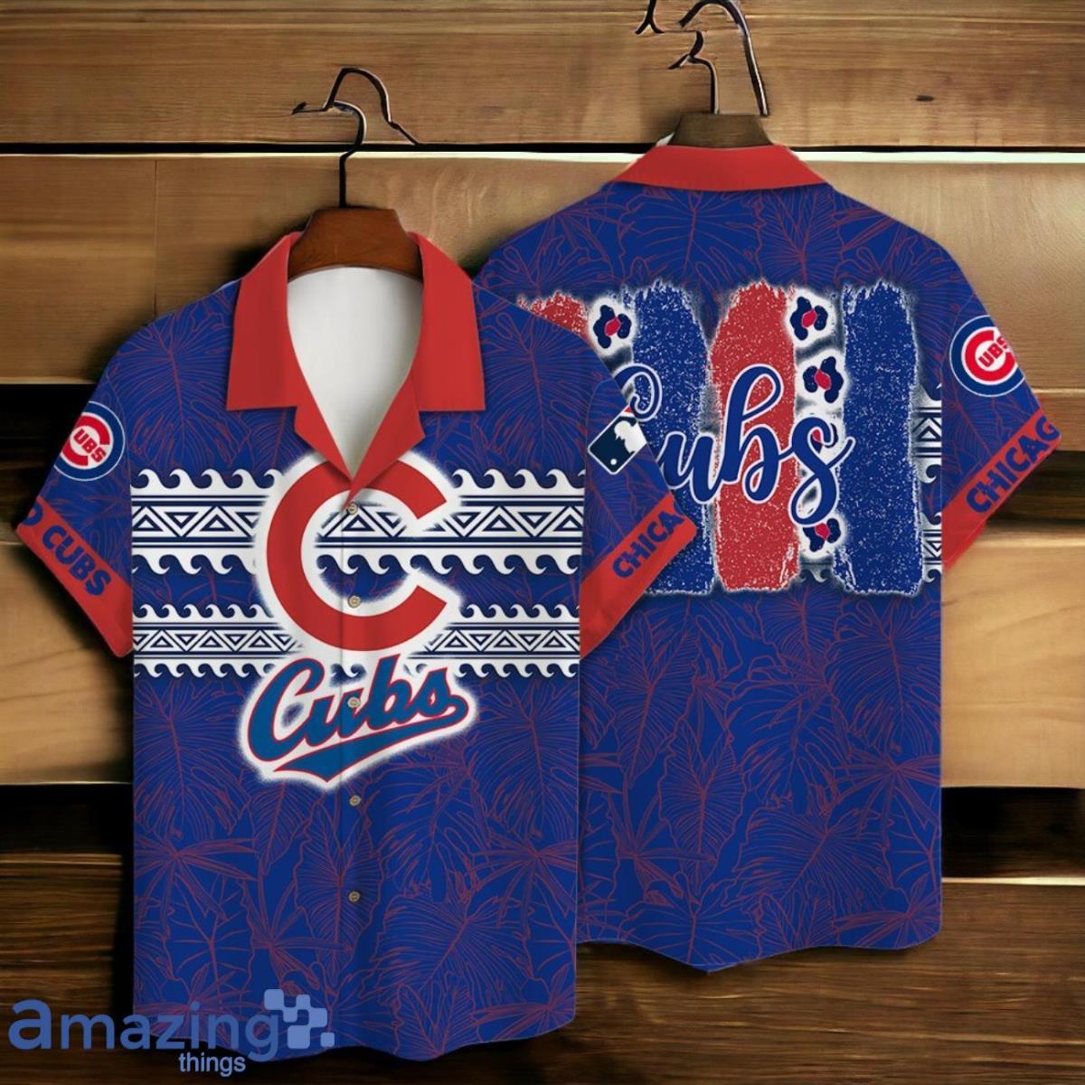Chicago Cubs MLB Brocade Motifs Summer Hawaiian Shirt And Short image Chicago Cubs MLB Brocade Motifs Summer Hawaiian Shirt And Short Product Photo 1