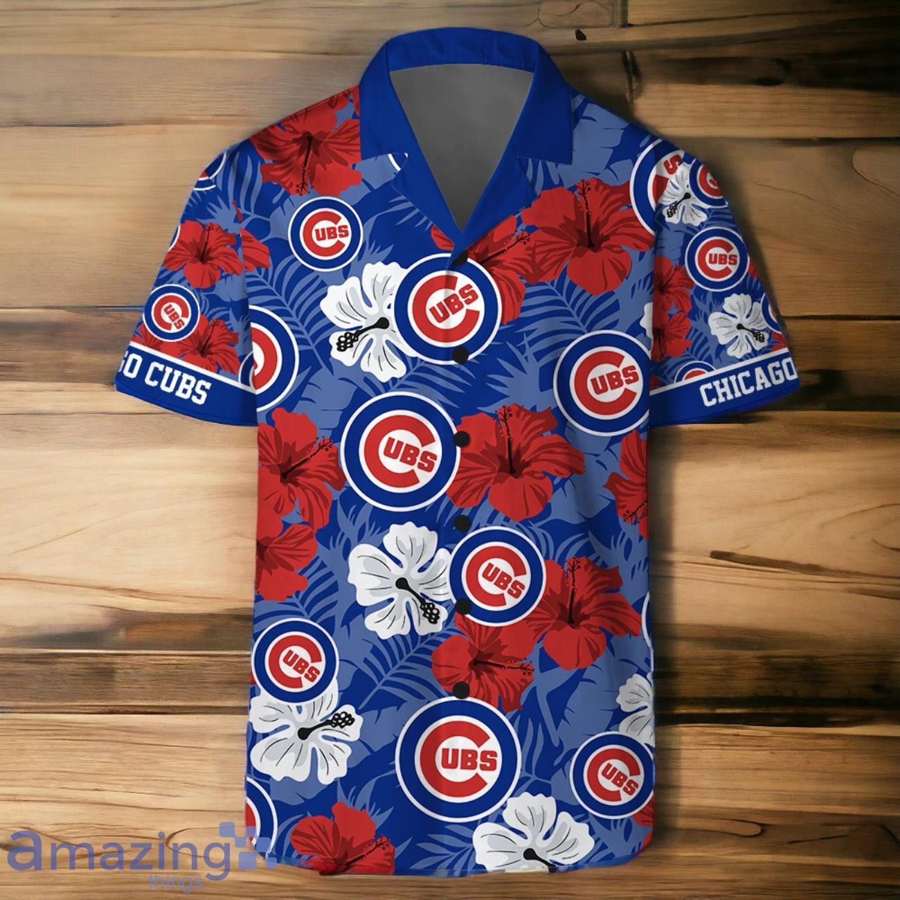 Chicago Cubs MLB Team Logo Hawaiian Shirt And Short Vintage Pattern image Chicago Cubs MLB Team Logo Hawaiian Shirt And Short Vintage Pattern Product Photo 2