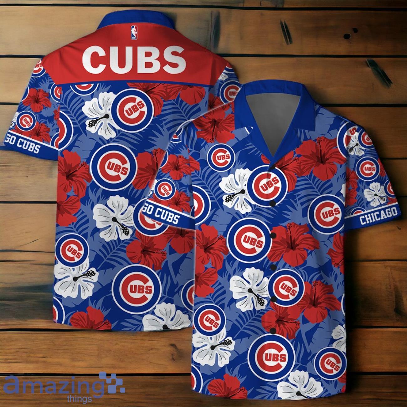 Chicago Cubs MLB Team Logo Hawaiian Shirt And Short Vintage Pattern image Chicago Cubs MLB Team Logo Hawaiian Shirt And Short Vintage Pattern Product Photo 1