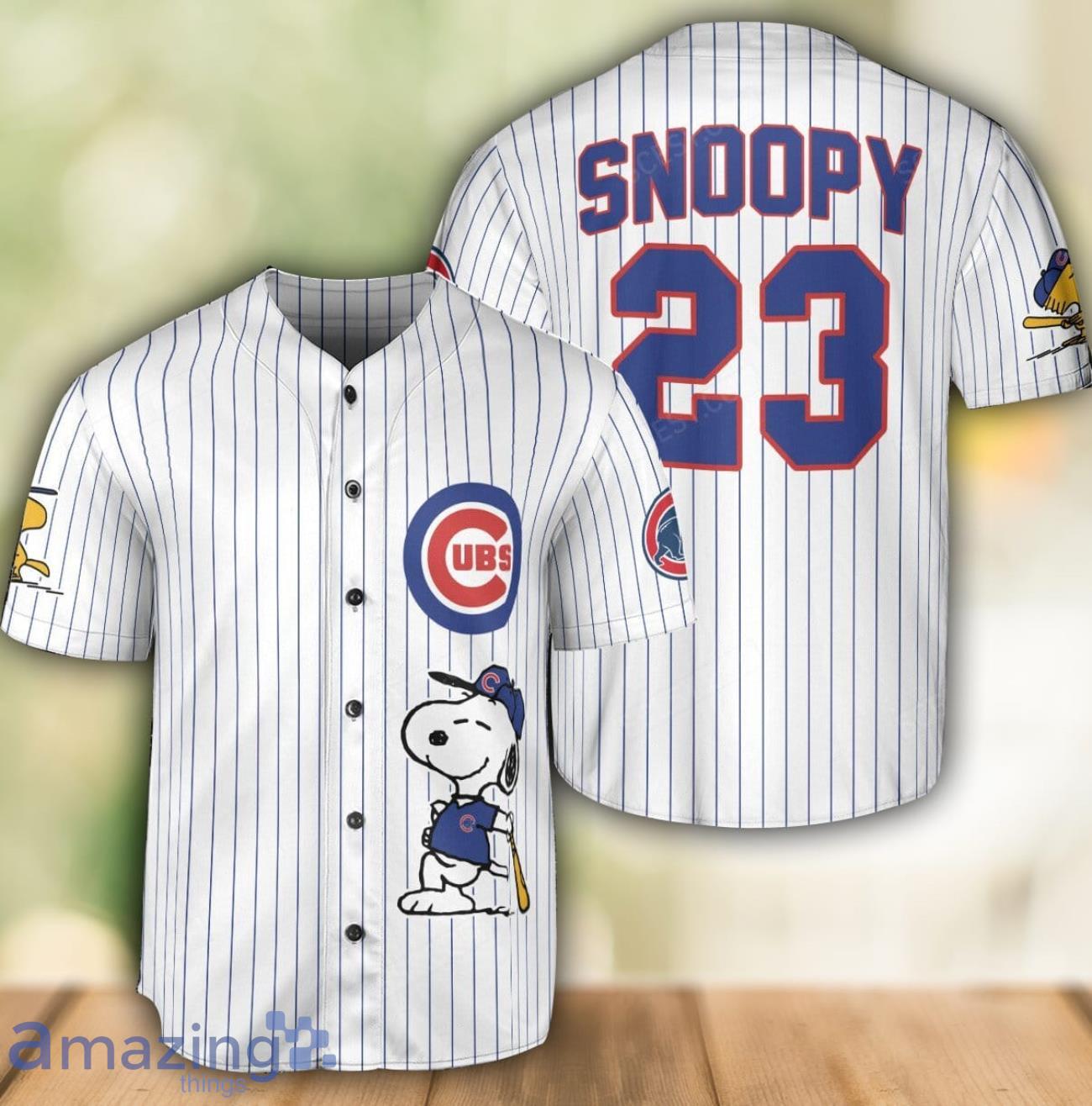 Chicago Cubs Peanuts Cute Snoopy Baseball Jersey Shirt Sport Team Gift Custom Name And Number image Chicago Cubs Peanuts Cute Snoopy Baseball Jersey Short Sport Team Gift Custom Name And Number Product Photo 1