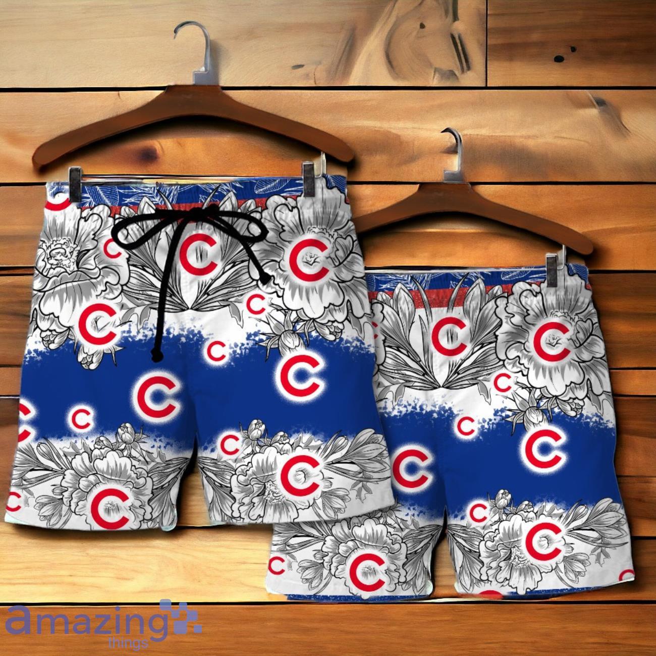 Chicago Cubs Team Logo Colorful Pattern Hawaiian Shirt And Short image Chicago Cubs Team Logo Colorful Pattern Hawaiian Shirt And Short Product Photo 4