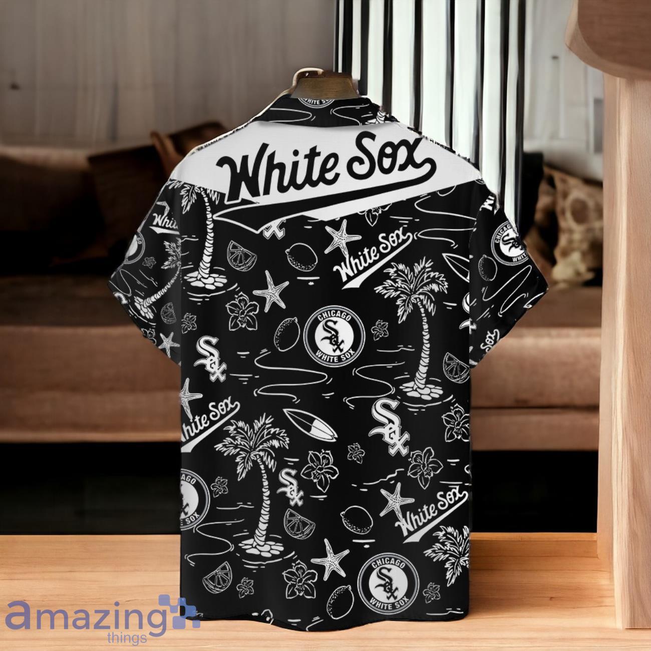 Chicago White Sox MLB Team Logo Beachscape Design Hawaiian Shirt And Short image Chicago White Sox MLB Team Logo Beachscape Design Hawaiian Shirt And Short Product Photo 3