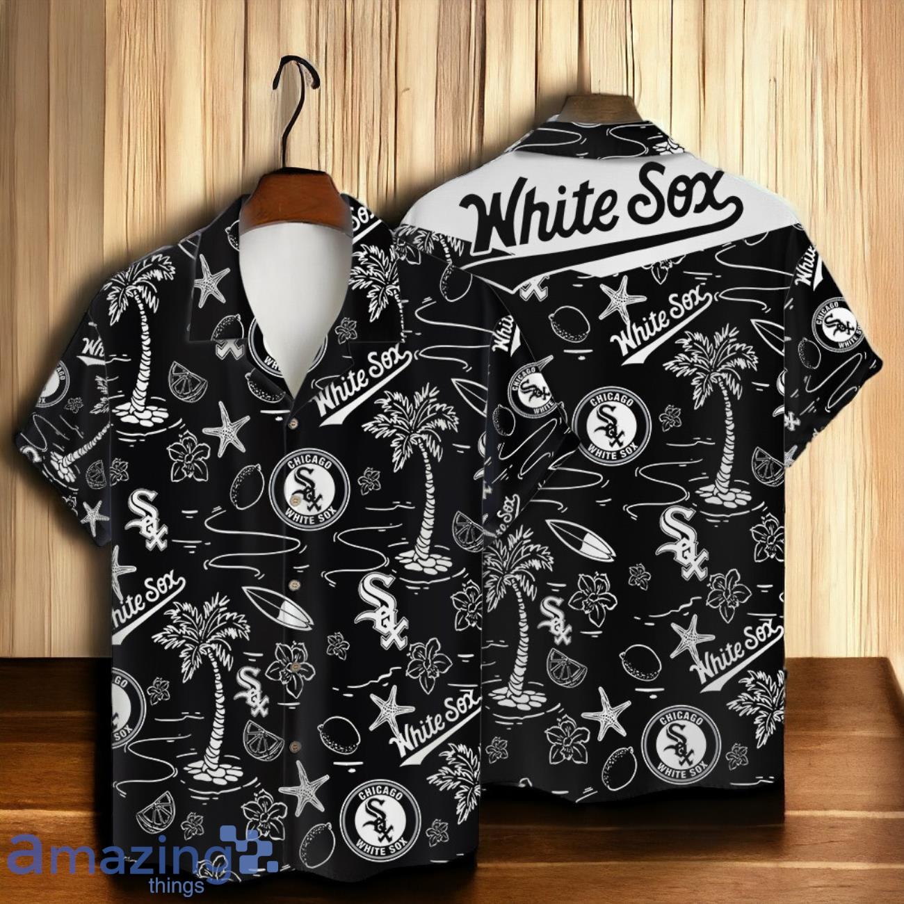 Chicago White Sox MLB Team Logo Beachscape Design Hawaiian Shirt And Short image Chicago White Sox MLB Team Logo Beachscape Design Hawaiian Shirt And Short Product Photo 1