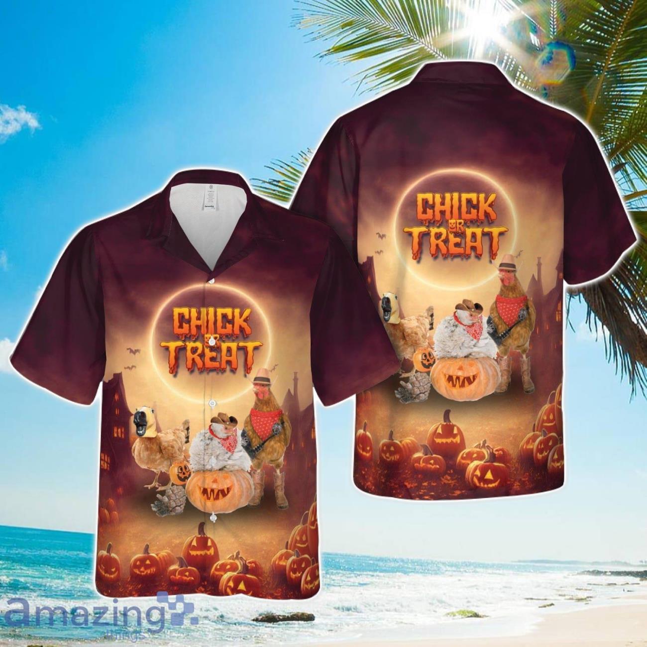 Chick Or Treat Halloween Chickens Hawaiian Shirt Beach Holiday image Chick Or Treat Halloween Chickens Hawaiian Shirt Beach Holiday Product Photo 1