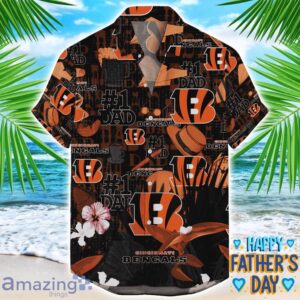 Cincinnati Bengals Coffee Hat and Logo Pattern Hawaiian Shirt Father’s Day Gift NFL Team Product Photo 1
