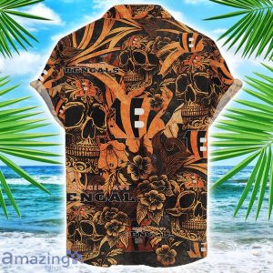 Cincinnati Bengals Flower and Skull Hawaiian Shirt NFL Team Halloween Shirt Product Photo 2