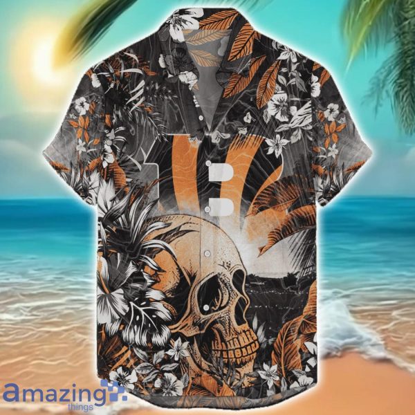 Cincinnati Bengals Tropical Skull Halloween 3D Hawaiian Shirt For Men Women NFL Fans Product Photo 1