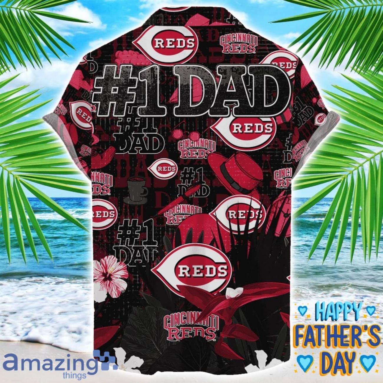 Cincinnati Reds Coffee Hat and Logo Pattern Hawaiian Shirt Father’s Day Gift MLB Team image Cincinnati Reds Coffee Hat and Logo Pattern Hawaiian Shirt Father’s Day Gift MLB Team Product Photo 2
