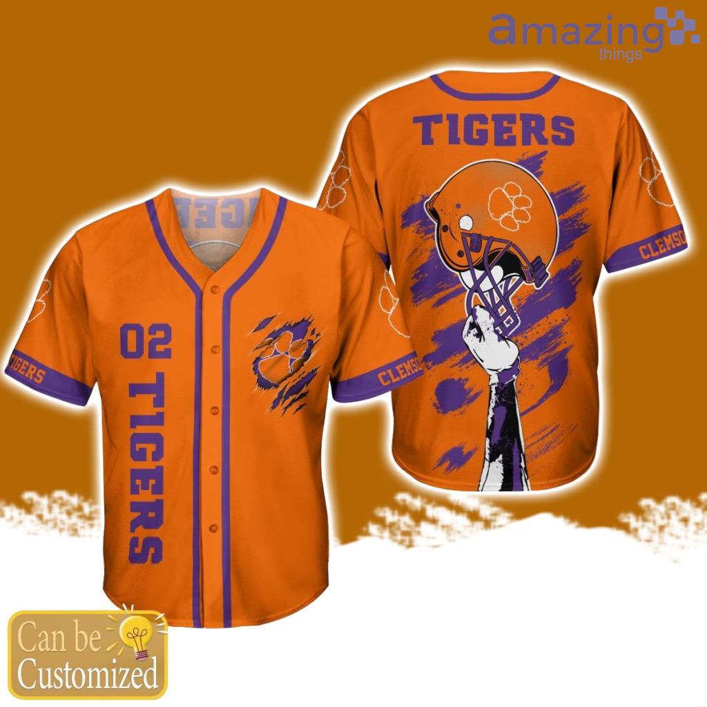 Clemson Tigers Personalized Button Baseball Jersey Shirt Unisex Brush Pattern image Clemson Tigers Personalized Button Baseball Jersey Shirt Unisex Brush Pattern Product Photo 1