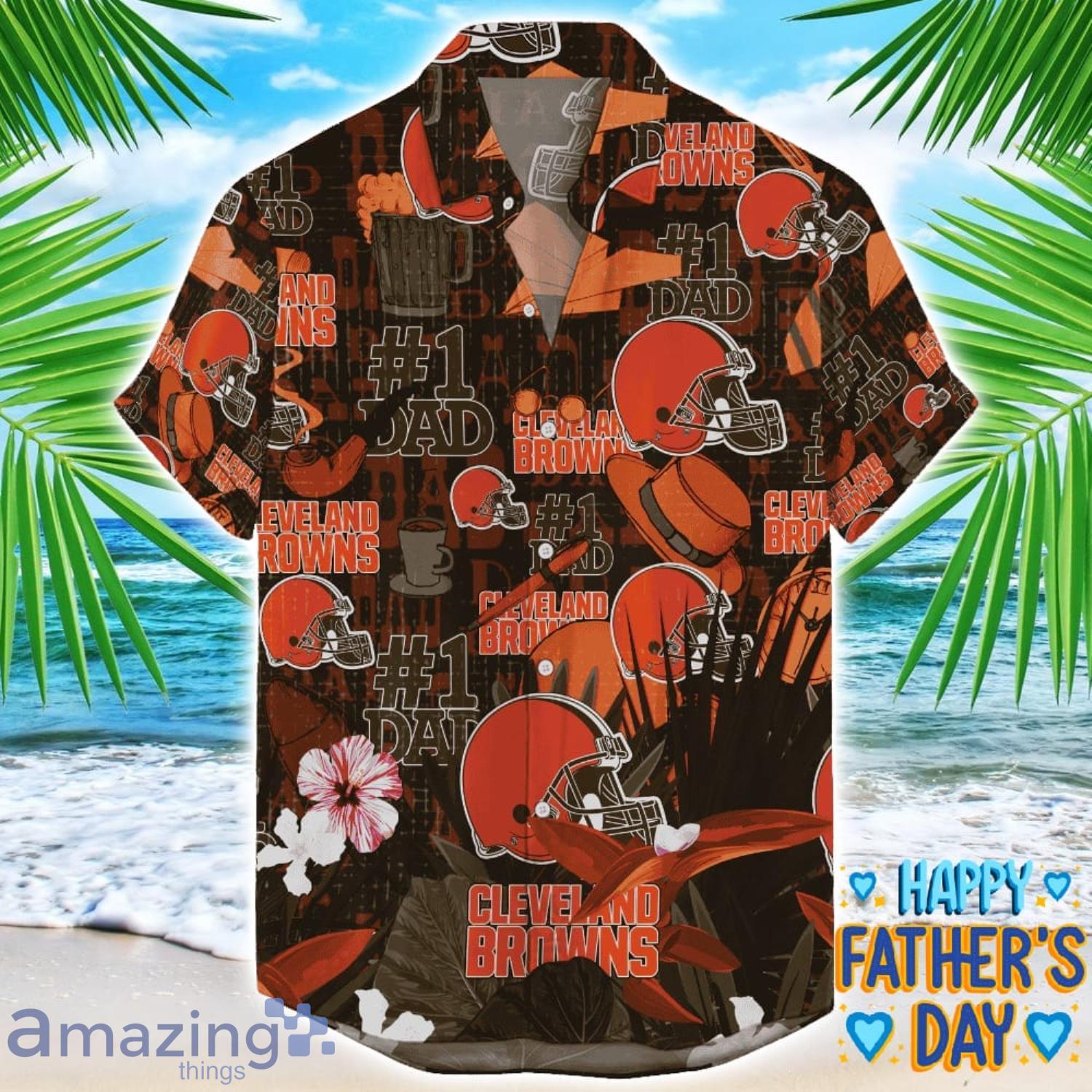 Cleveland Browns Coffee Hat and Logo Pattern Hawaiian Shirt Father’s Day Gift NFL Team image Cleveland Browns Coffee Hat and Logo Pattern Hawaiian Shirt Father’s Day Gift NFL Team Product Photo 1