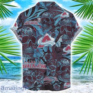 Colorado Avalanche Flower and Skull Hawaiian Shirt NHL Team Halloween Shirt Product Photo 2