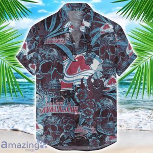 Colorado Avalanche Flower and Skull Hawaiian Shirt NHL Team Halloween Shirt Product Photo 1