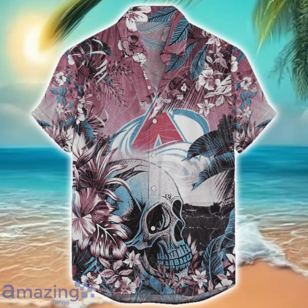 Colorado Avalanche Tropical Skull Halloween 3D Hawaiian Shirt For Men Women NHL Fans Product Photo 1