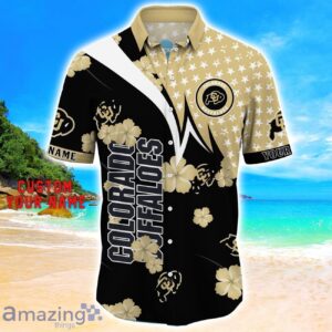 Colorado Buffaloes Star Tropical Flower 3D Printed Hawaiian Shirt Personalized Name Product Photo 2
